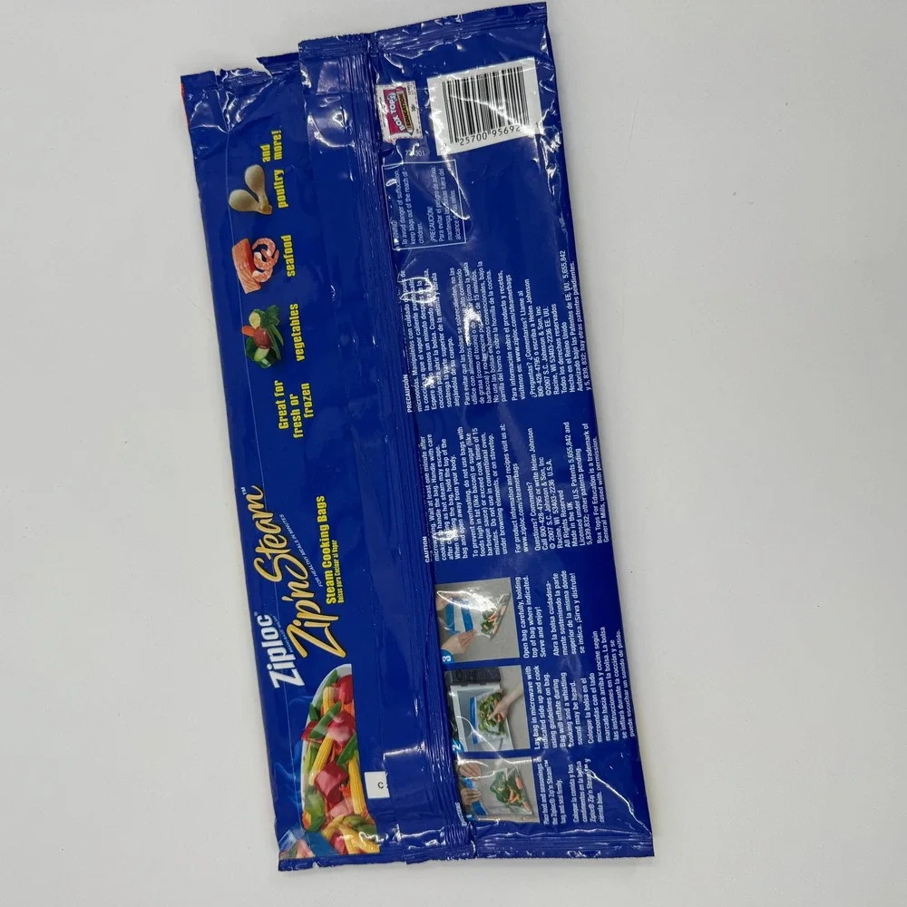 Ziploc Zip n Steam Microwave Cooking Bags Large 7‎ Count 10'x10